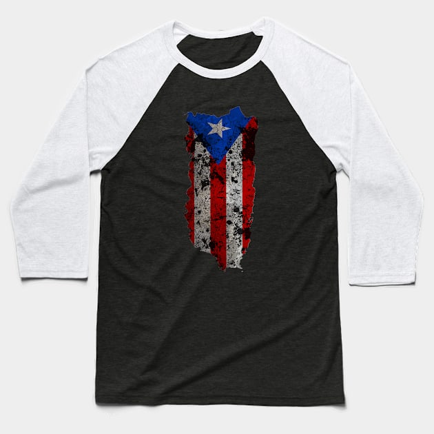 Puerto Rico Faded Flag Baseball T-Shirt by ThirdEyeAerial